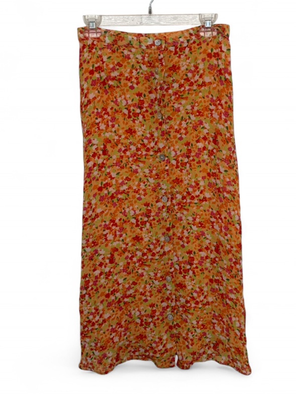 Y2K Coldwater Creek Floral Button-Front Skirt in Yellow Orange